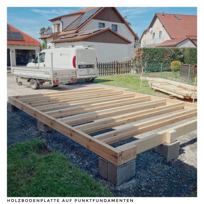 Holzbodenplatte auf Punktfundamenten Holzbodenplatte auf Punktfundamenten